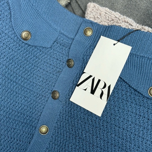 NWT Zara Woman Knit Mini Skirt Blue Size L Large - Picture 8 of 8